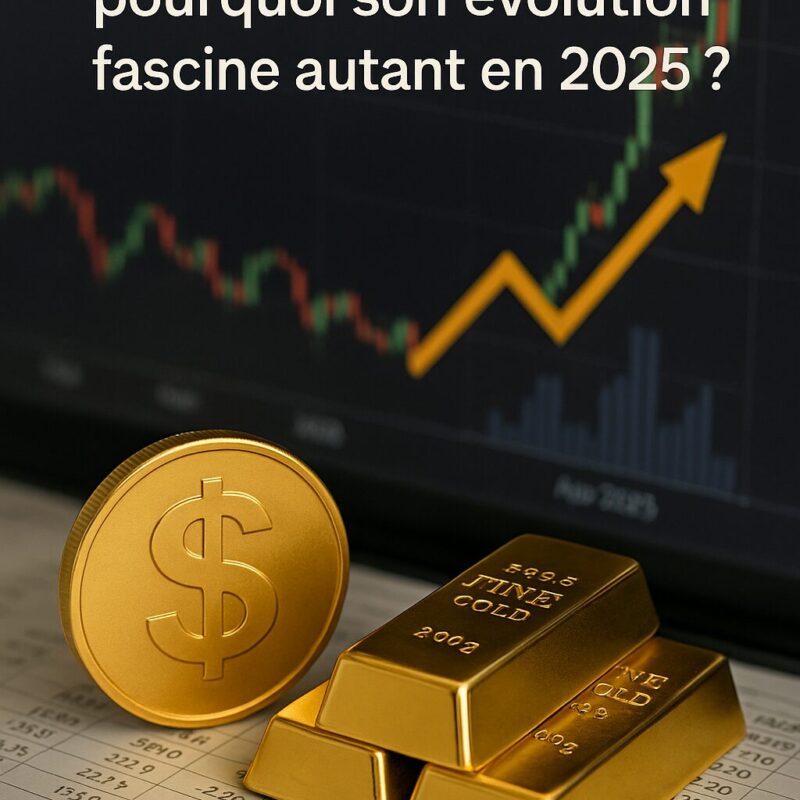 Évolution du cours de l’or en 2025 avec lingots et graphique financier en arrière-plan
